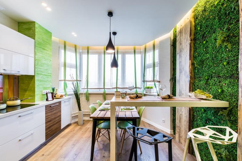 Кухня в эко-стиле - экологически чистые материалы, цвета и аксессуары